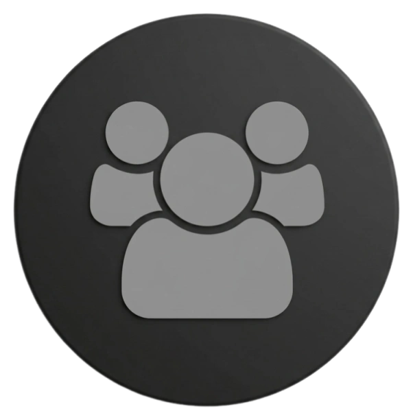Group icon in gray on black background.